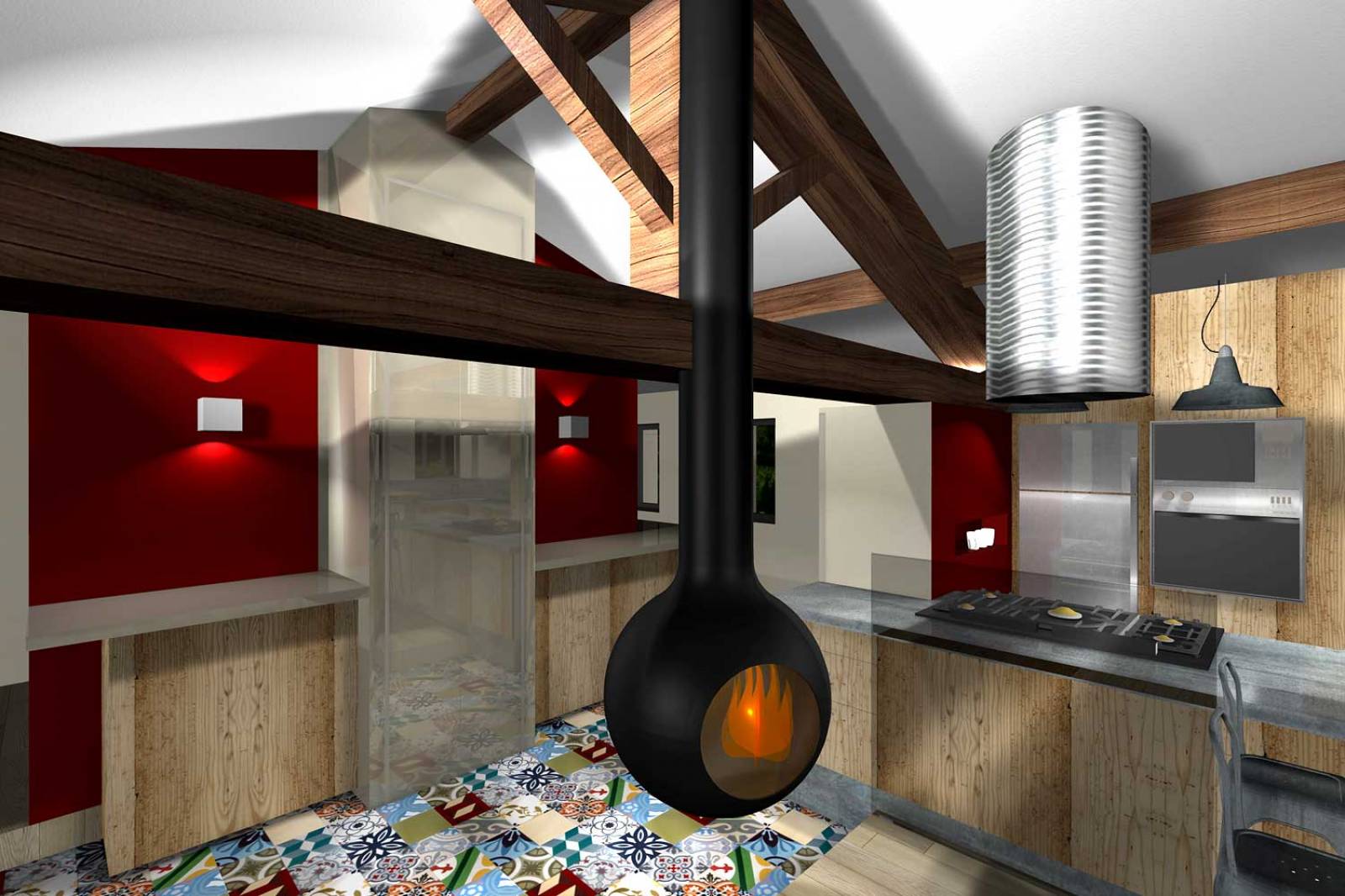 Transformations des combles avec poutres apparentes en appartement à Lyon