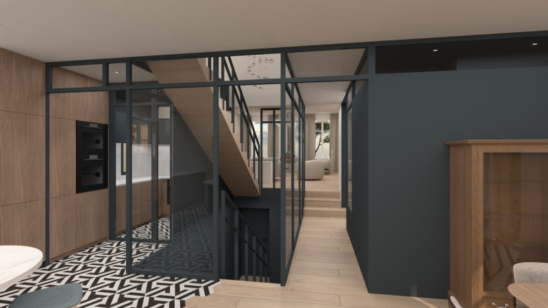 Aménagment d'un escalier sur mesure avec verrière