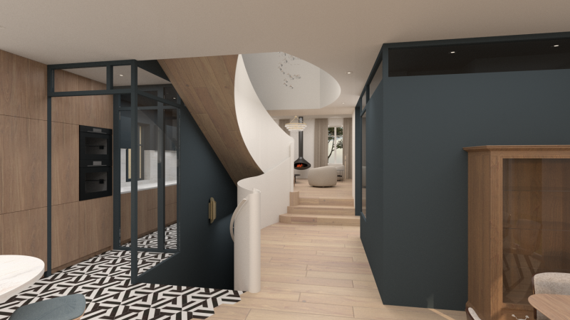 Version 3 d'un escalier sur mesure avec courbes 