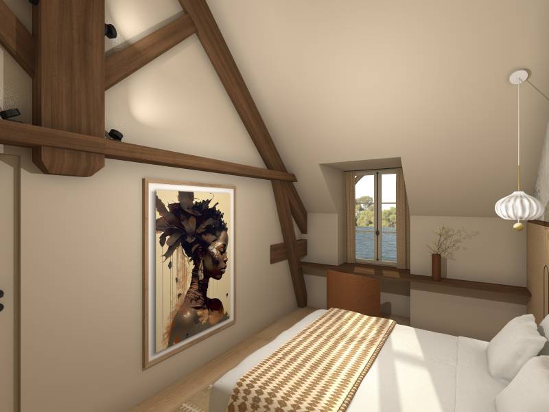 Agencement de la chambre et mise en valeur de la charpente