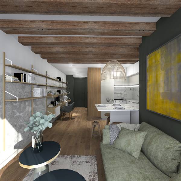 Agencement et optimisation d'une pièce de vie ouverte dans un petit appartement  mono-orienté