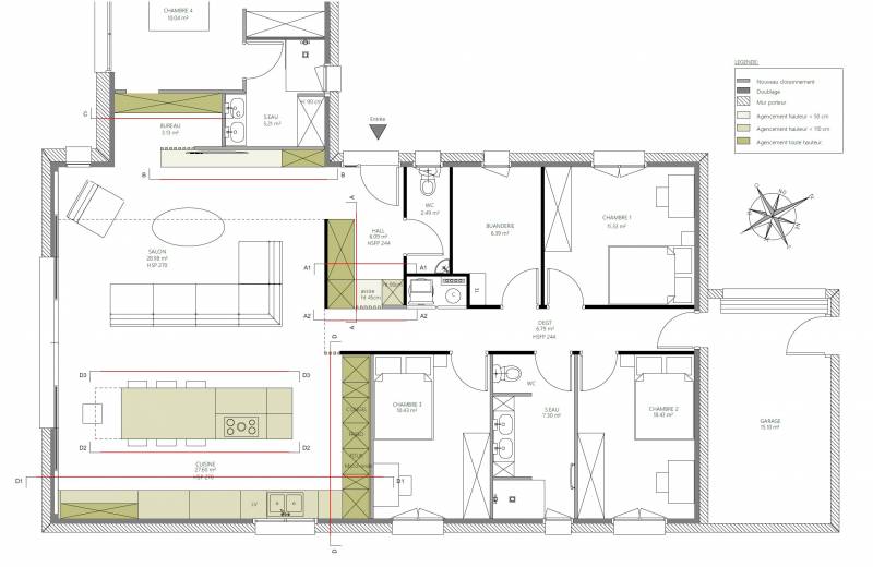Aménagement d'un séjour sur plan dans l'ouest 