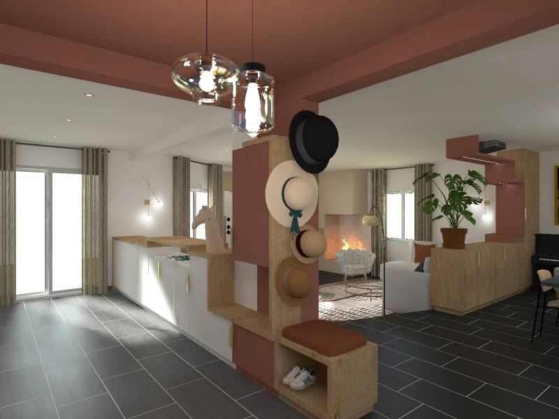 Conception de mobilier sur mesure pour l'aménagement d'une grande pièce de vie