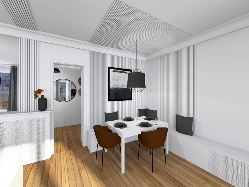 Plans d'architecte d'intérieur pour le salon d'un appartement à Lyon