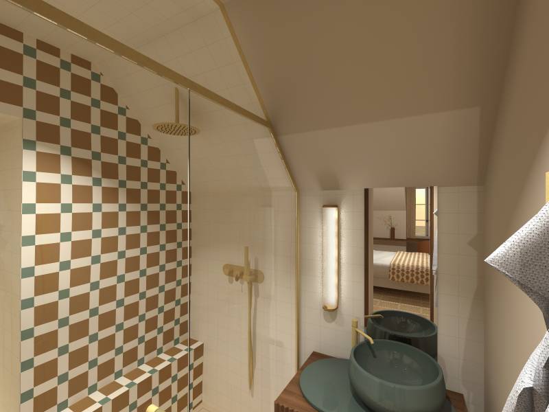 Rappel des couleurs dans la salle de bain 