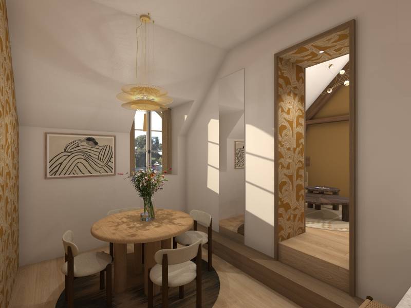 Rappel de papier peint dans le passage vers le séjour