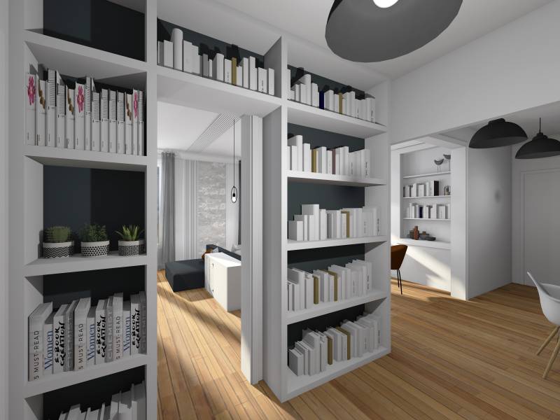 Plans d'architecte d'intérieur pour le salon d'un appartement à Lyon