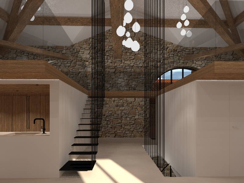 Agencement sur mesure d'une vielle maison en pierres dorées 