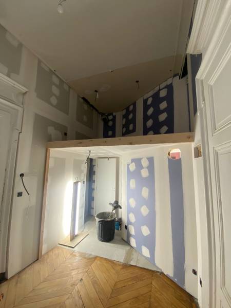Pendant le chantier, travaux de rénovation et d'aménagement d'une chambre d'enfant
